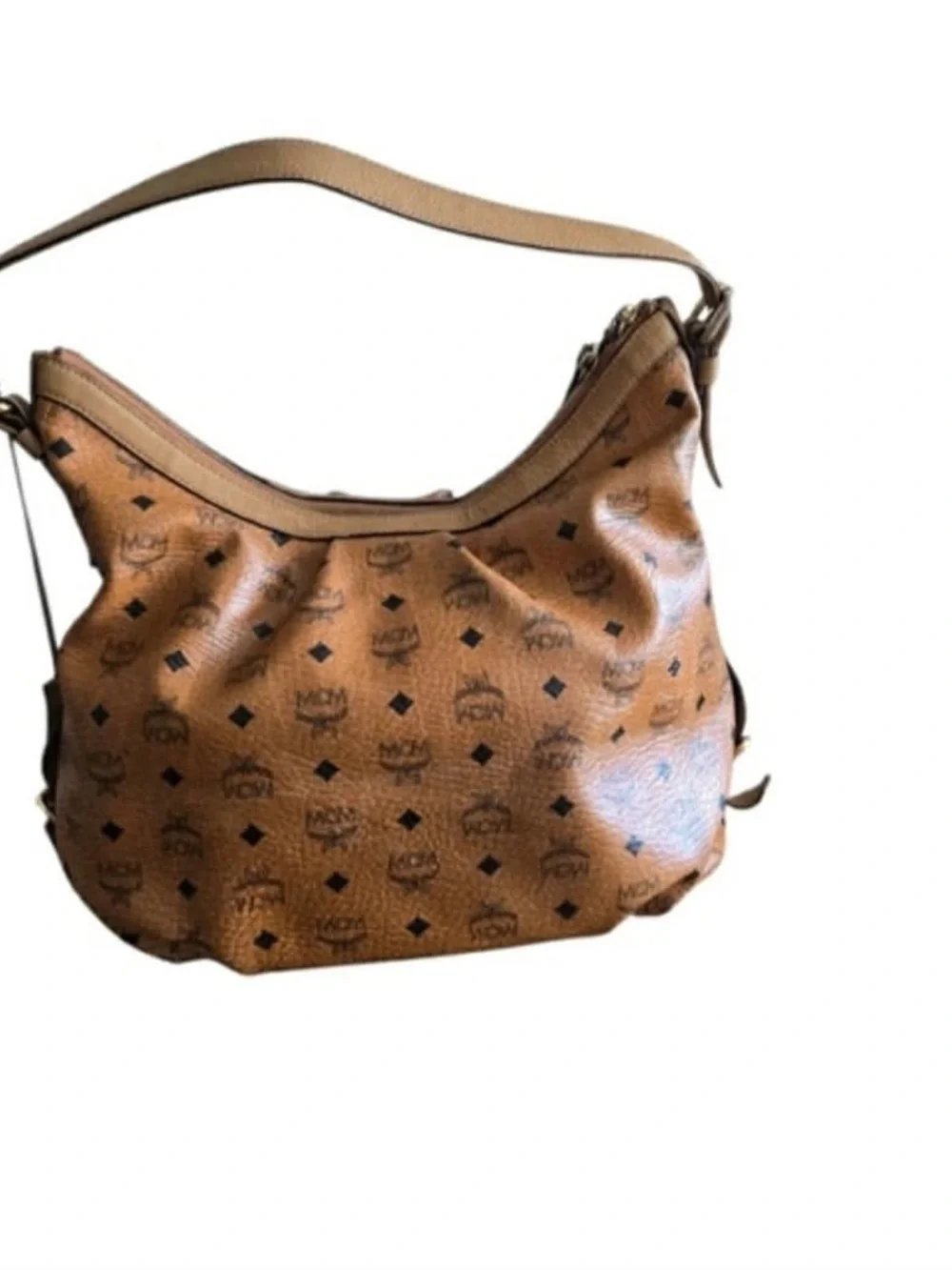 MCM Tan Monogram Shoulder Bag - Picture 1 of 13